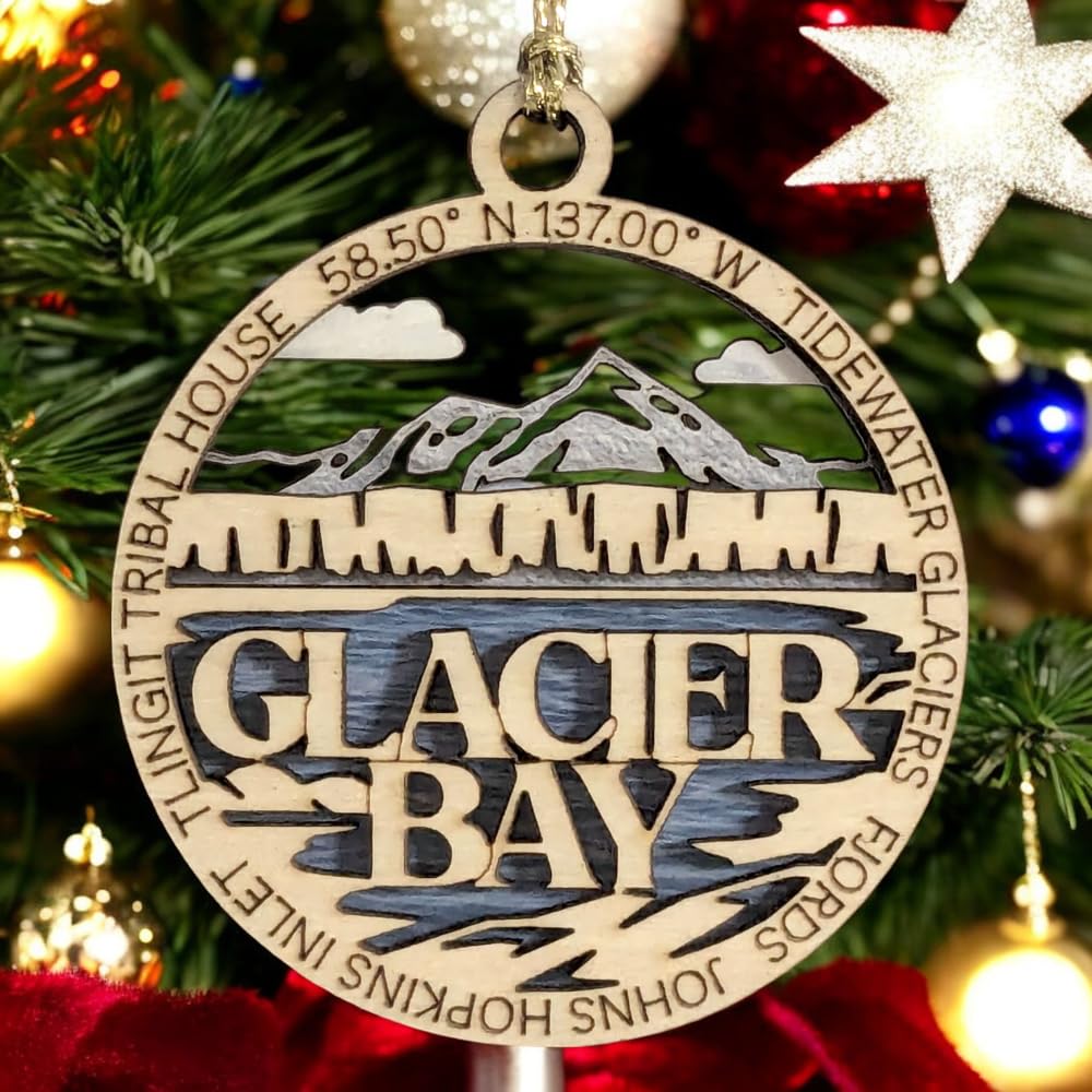 3" Glacier Bay National Park Ornament / Car Charm - USA Made