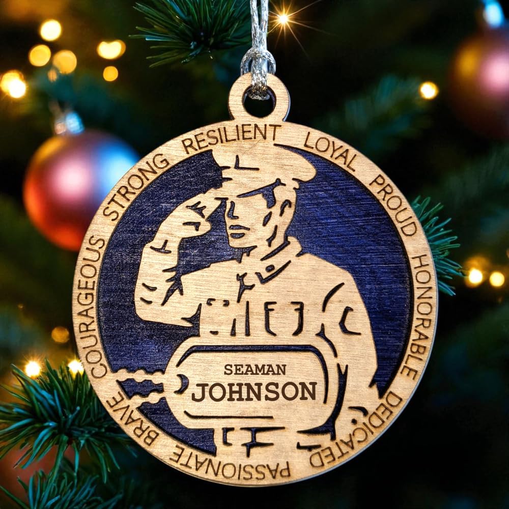 3" Coast Guard Male Sailor Ornament, Formal Uniform, Dog Tag