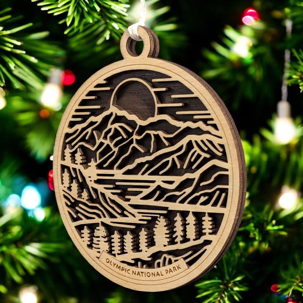 Olympic National Park 3.5" Wood Christmas Ornament