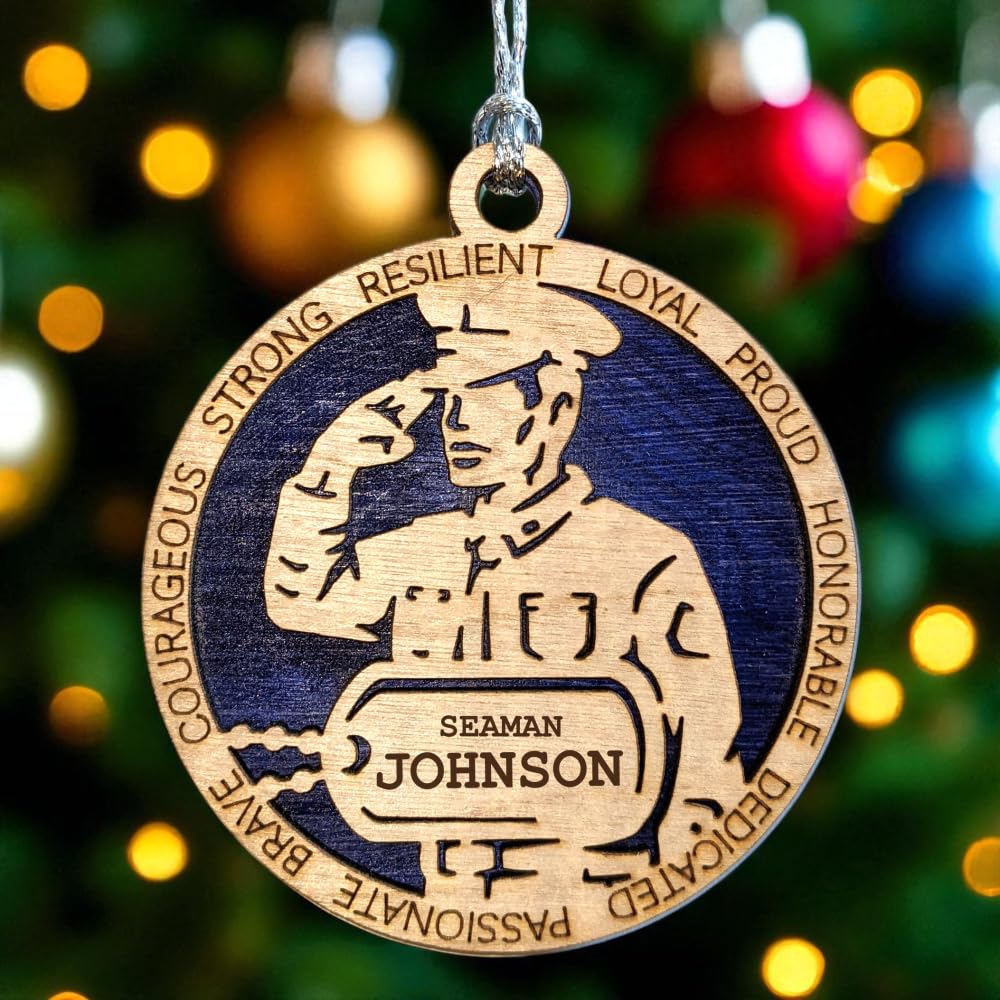 3" Coast Guard Male Sailor Ornament, Formal Uniform, Dog Tag