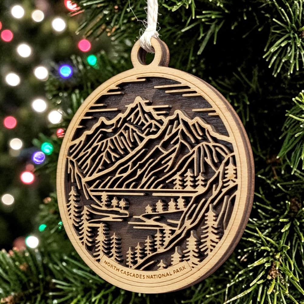 North Cascades National Park 3.5" Wood Christmas Ornament