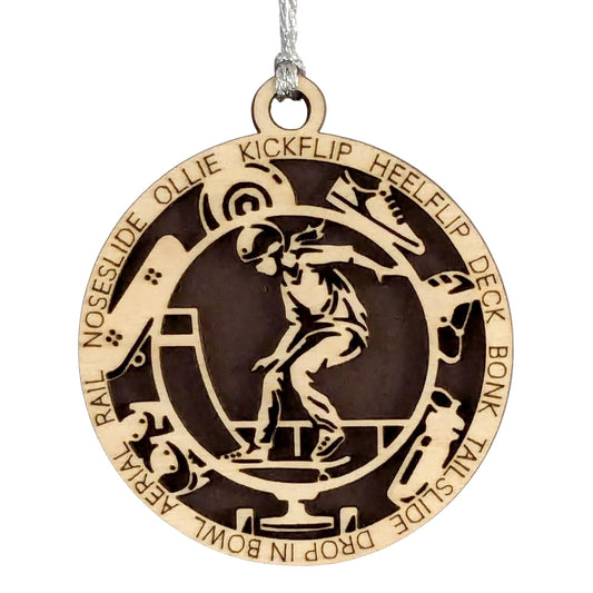 3" Female Skateboarder Gear Ornament