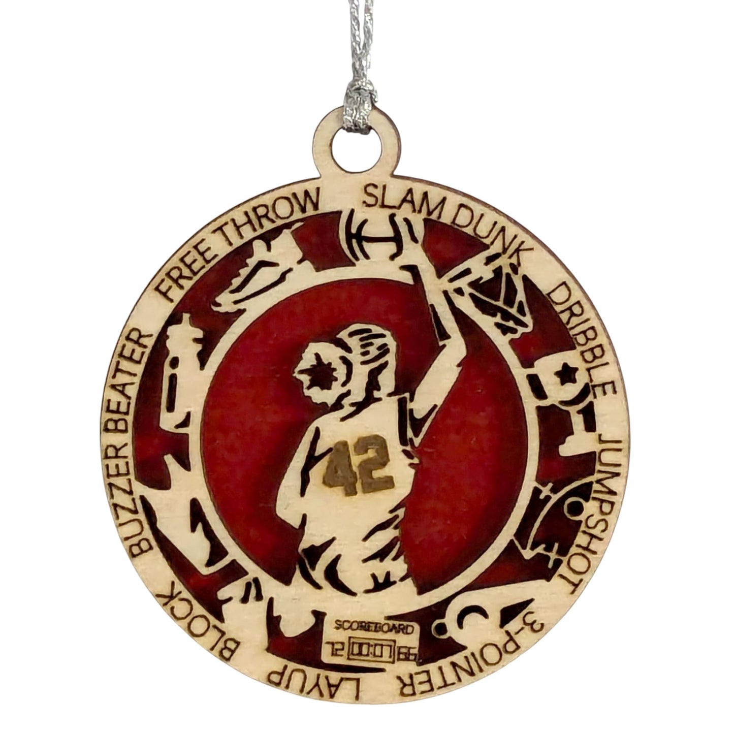 3" Female Basketball Icons Wood Ornament