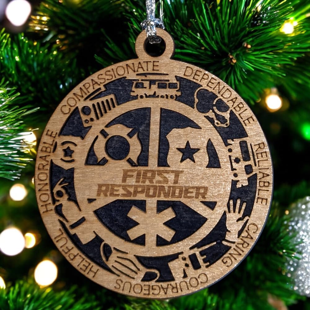 3" First Responder Wood Ornament - Solid Backing