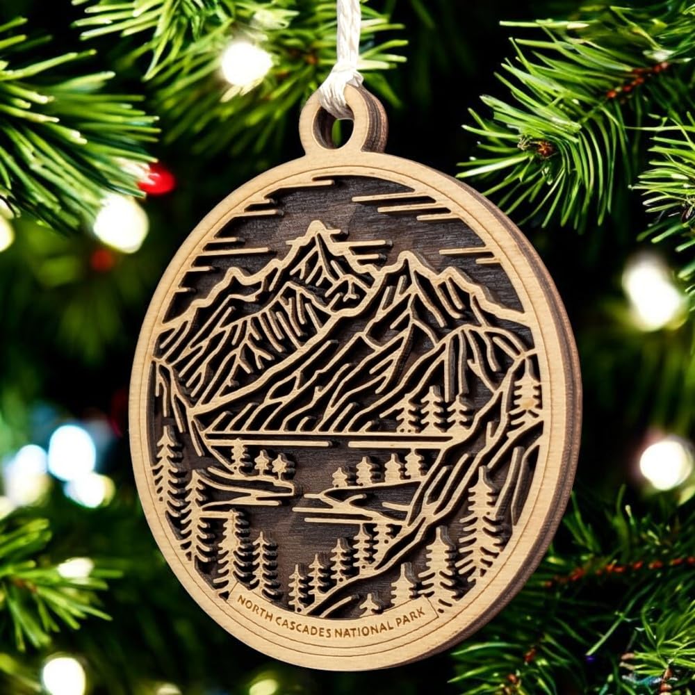 North Cascades National Park 3.5" Wood Christmas Ornament