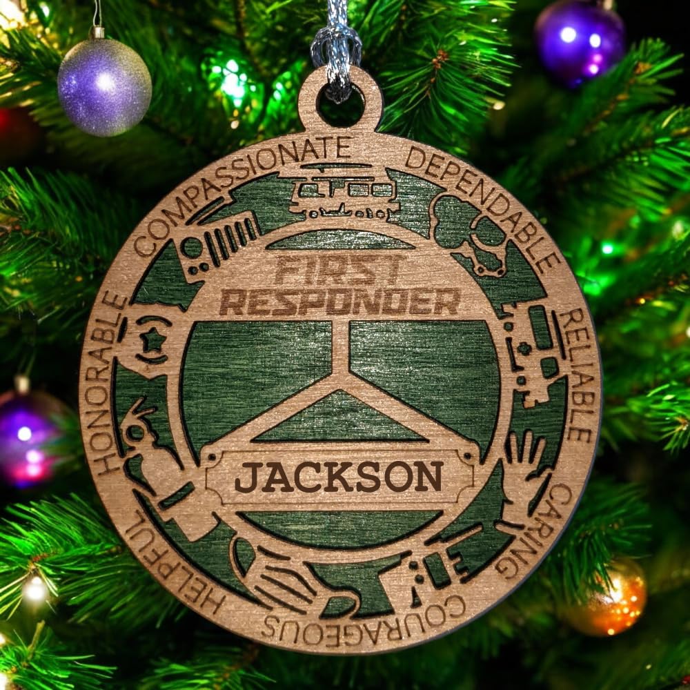 3" First Responder Wood Ornament - Cut Design