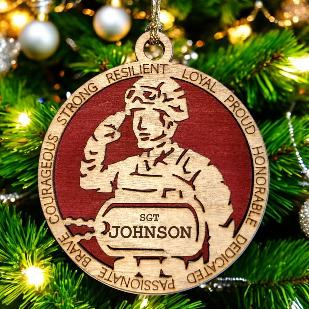 3" Marines Inspired Male Soldier Ornament, Field, Dog Tag