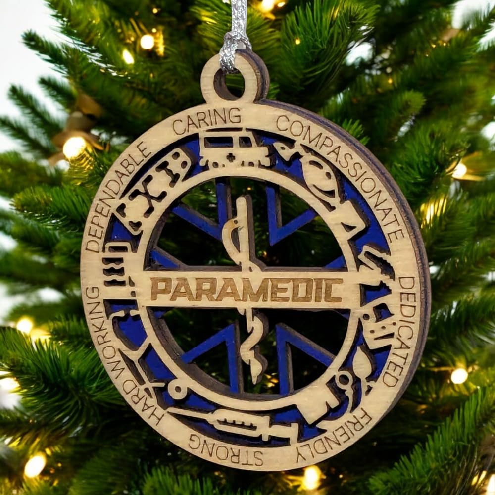 3" Paramedic Wood Christmas Ornament - Cut Layer