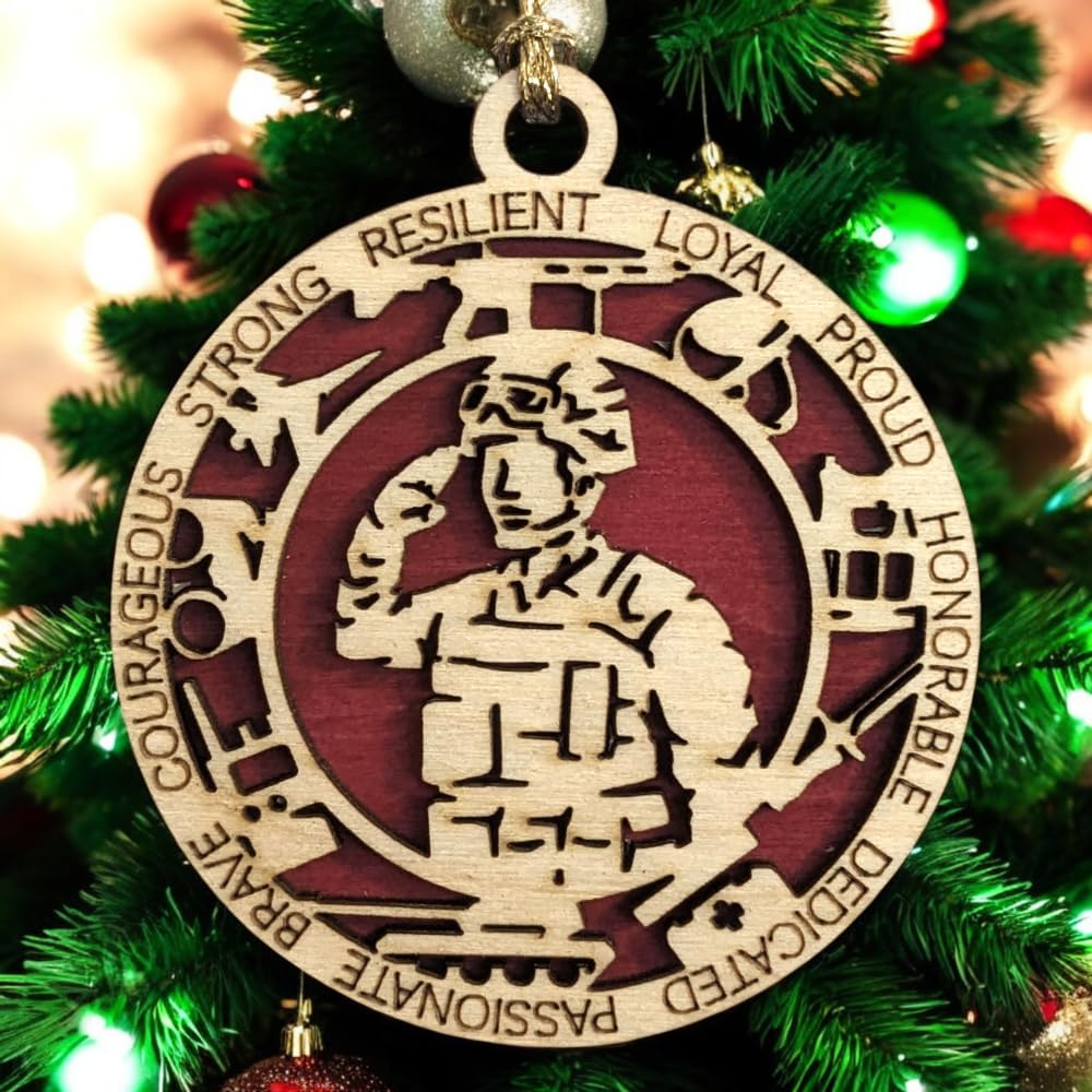 3" Marines Inspired Male Soldier Ornament, Field, Icons