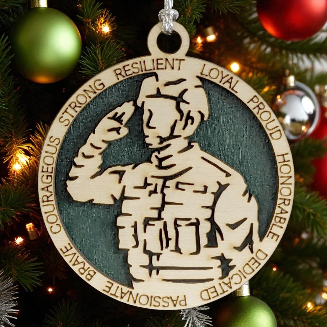 3" Male Army Soldier Wood Ornament