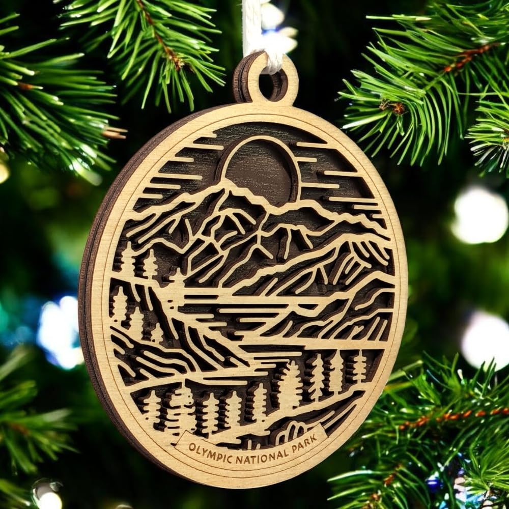 Olympic National Park 3.5" Wood Christmas Ornament