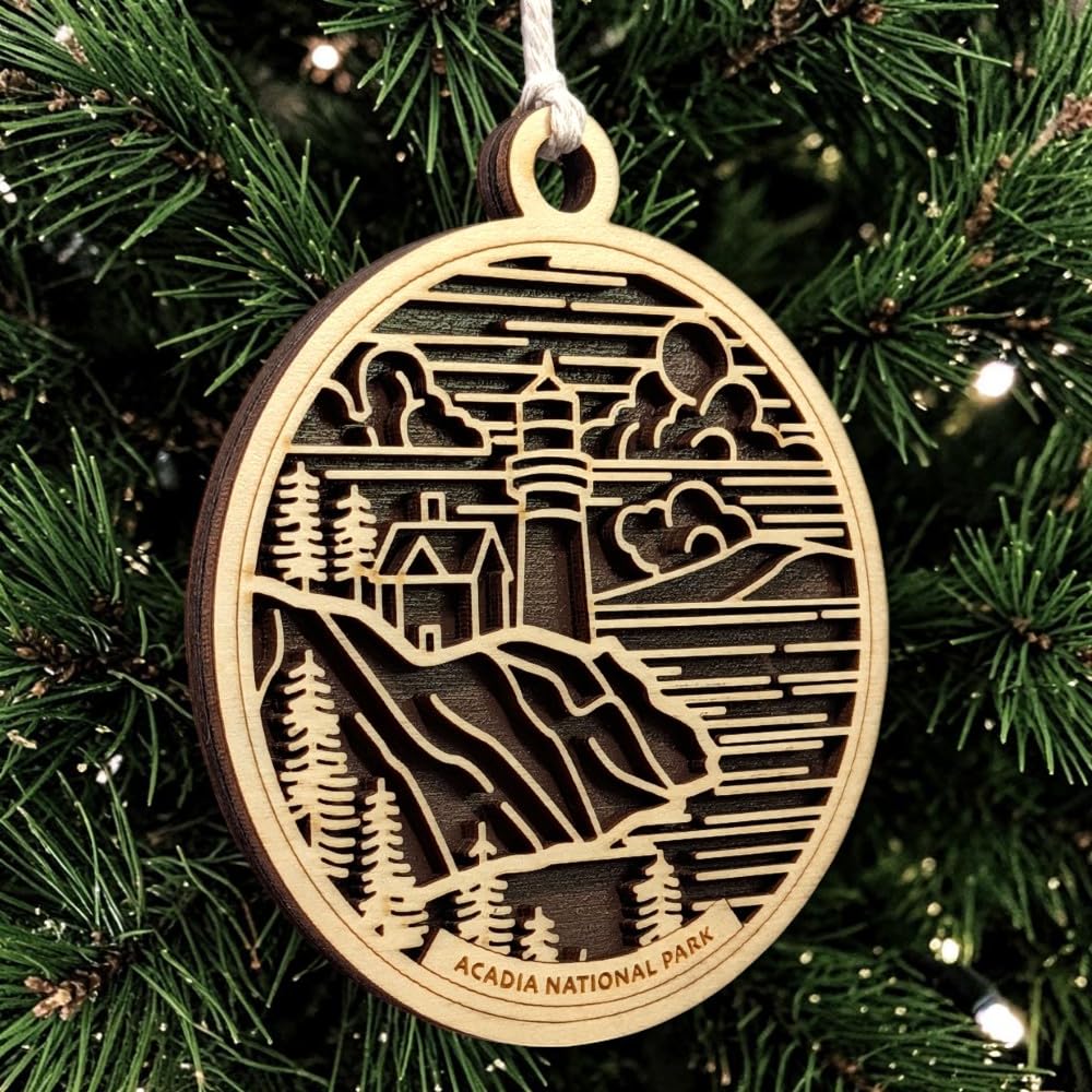 Acadia National Park 3.5" Wood Christmas Ornament / Car Charm