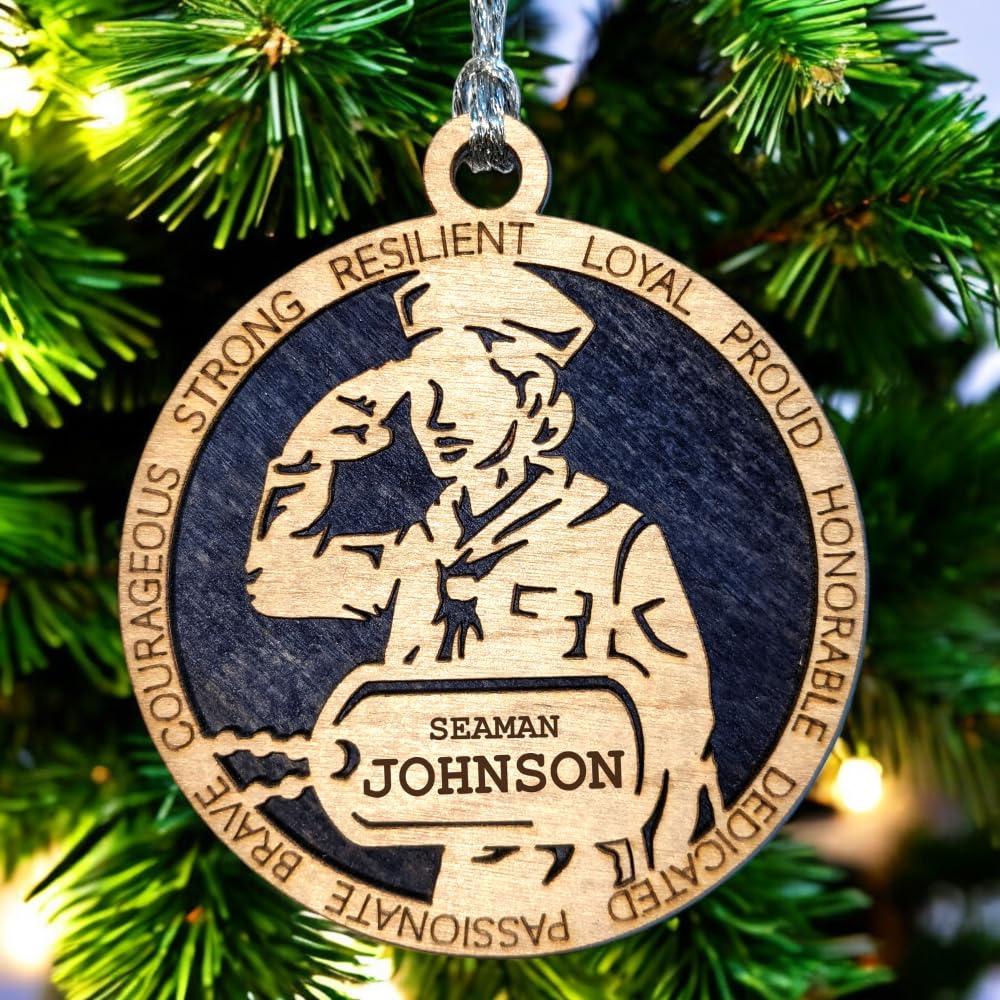 3" Navy Female Sailor Ornament, Field Uniform, Dog Tag