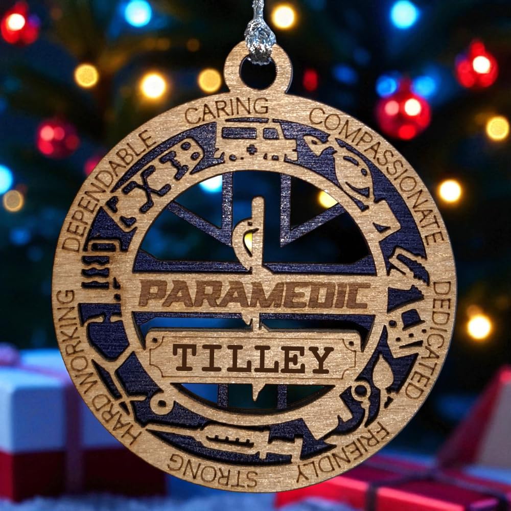 Personalized 3" Paramedic Wood Christmas Ornament - Cut Layer