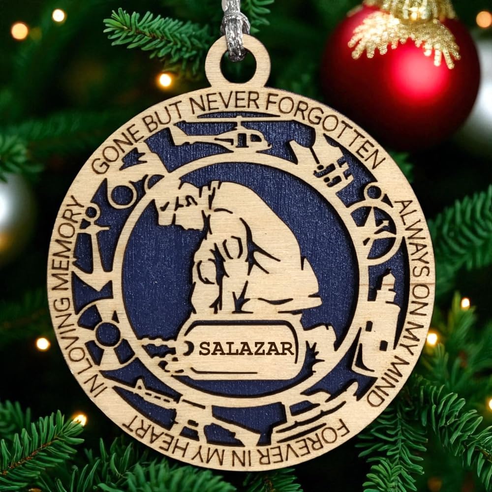 3" Coast Guard Memorial Ornament, Kneeling, Icons, Dog Tag