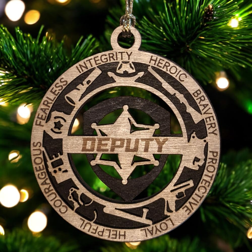 3" Deputy 6-Pt Badge Wood Ornament - Cut Layer