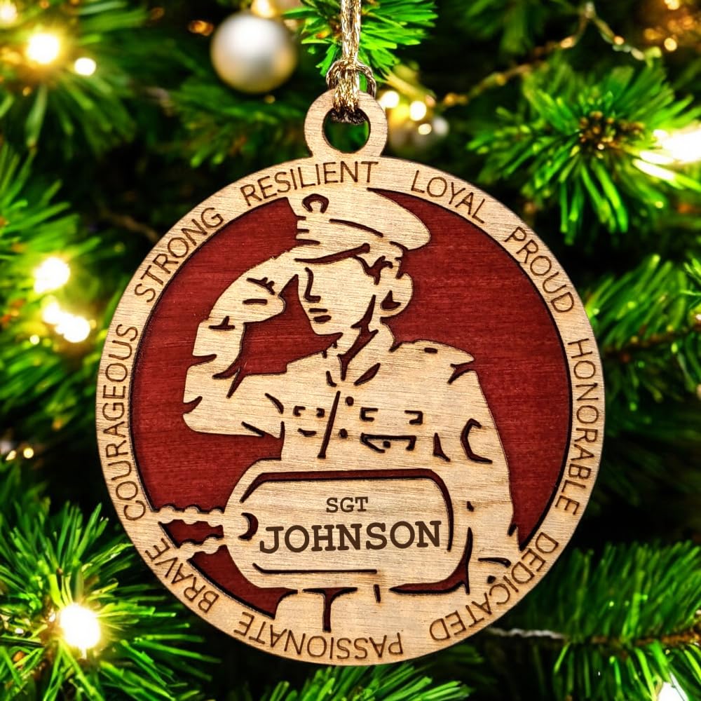 3" Marines Inspired Female Soldier Ornament, Formal, Dog Tag
