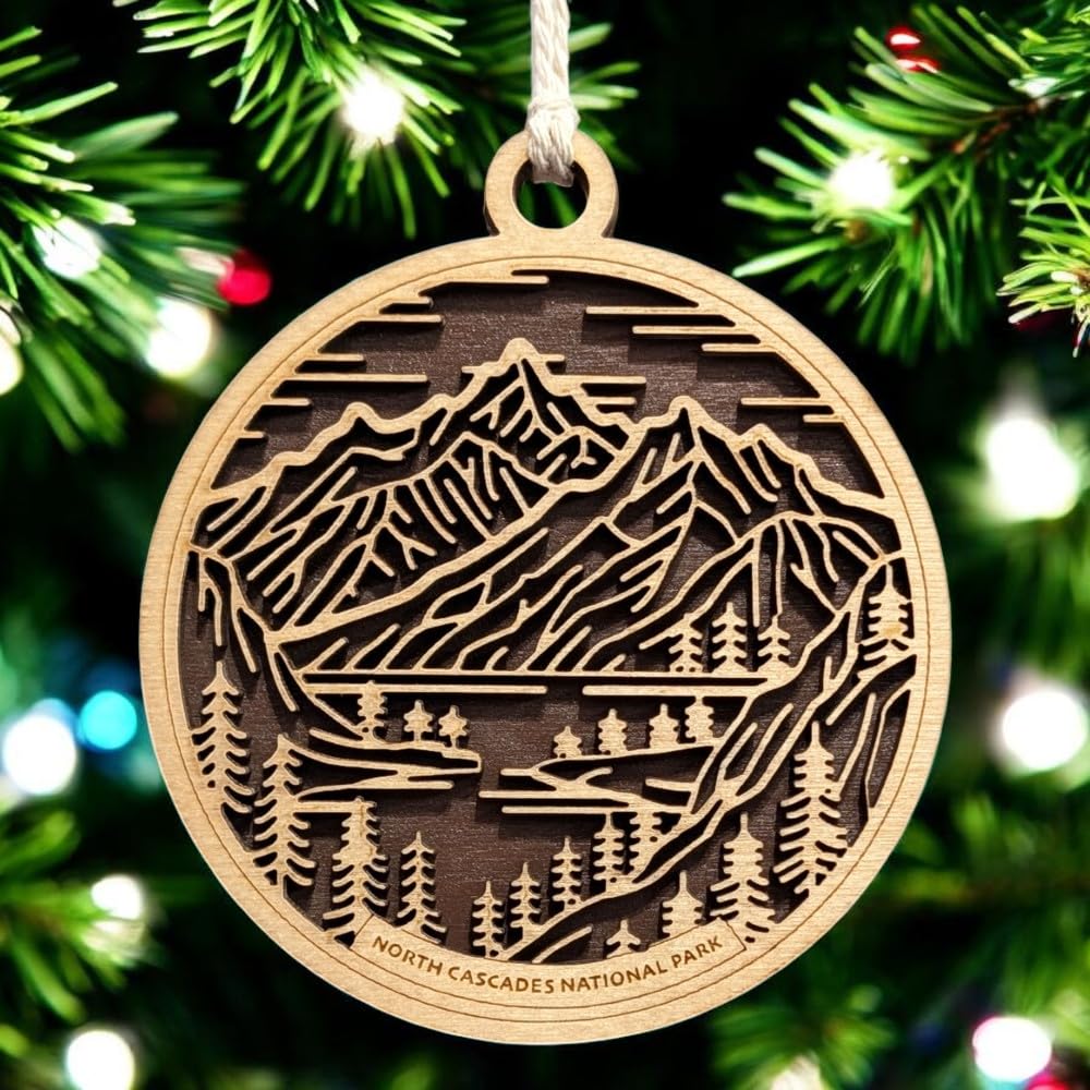 North Cascades National Park 3.5" Wood Christmas Ornament