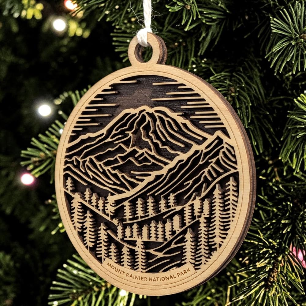 Mount Rainier National Park 3.5" Wood Christmas Ornament
