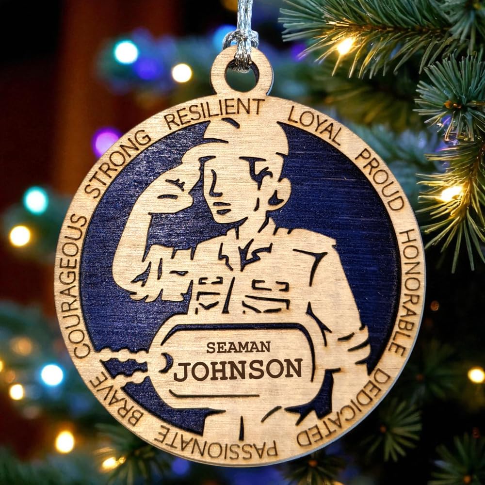 3" Coast Guard Female Sailor Ornament, Field Uniform, Dog Tag