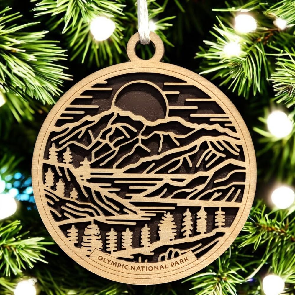 Olympic National Park 3.5" Wood Christmas Ornament