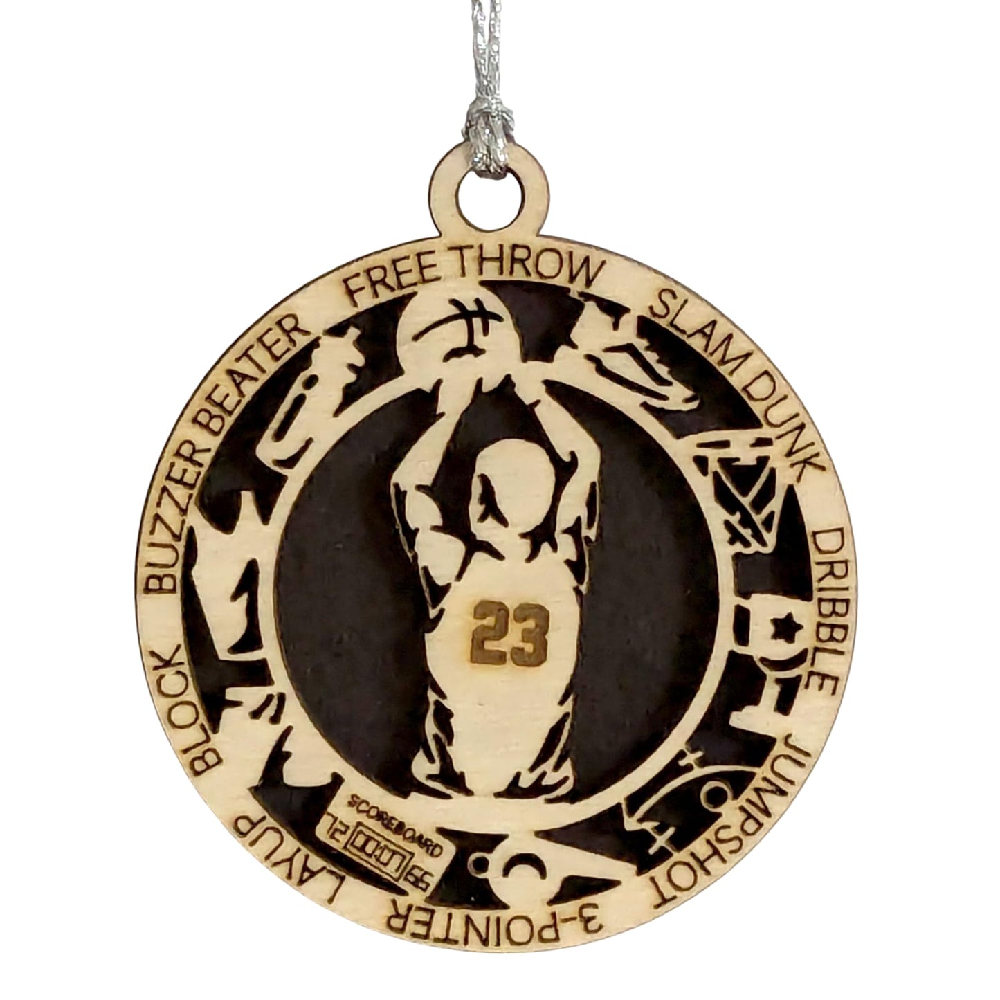3" Male Basketball Icons Wood Ornament