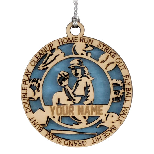 3" Custom Righty Pitcher Icons Wood Ornament