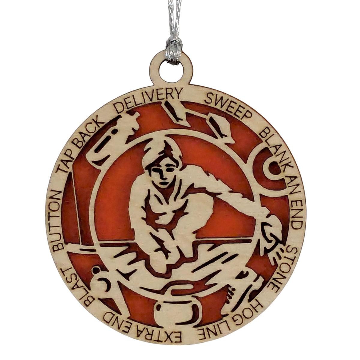 3" Female Curling Ornament, Icon Border