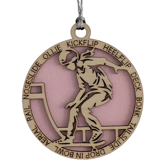 3" Female Skateboarder Christmas Ornament
