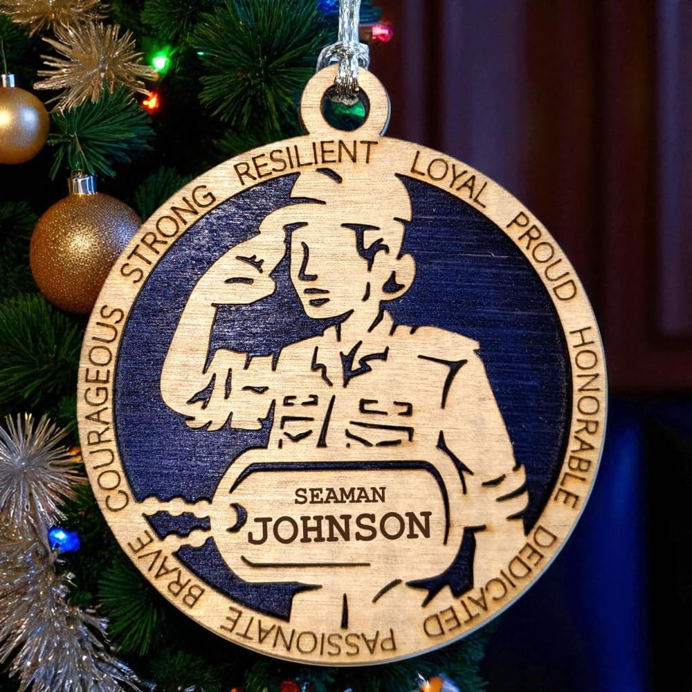 3" Coast Guard Female Sailor Ornament, Field Uniform, Dog Tag