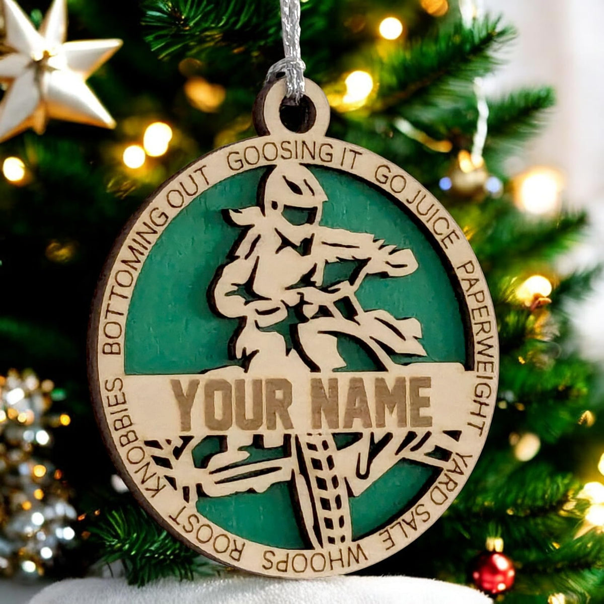 Handmade 3" Custom Name Female ATV Rider Ornament