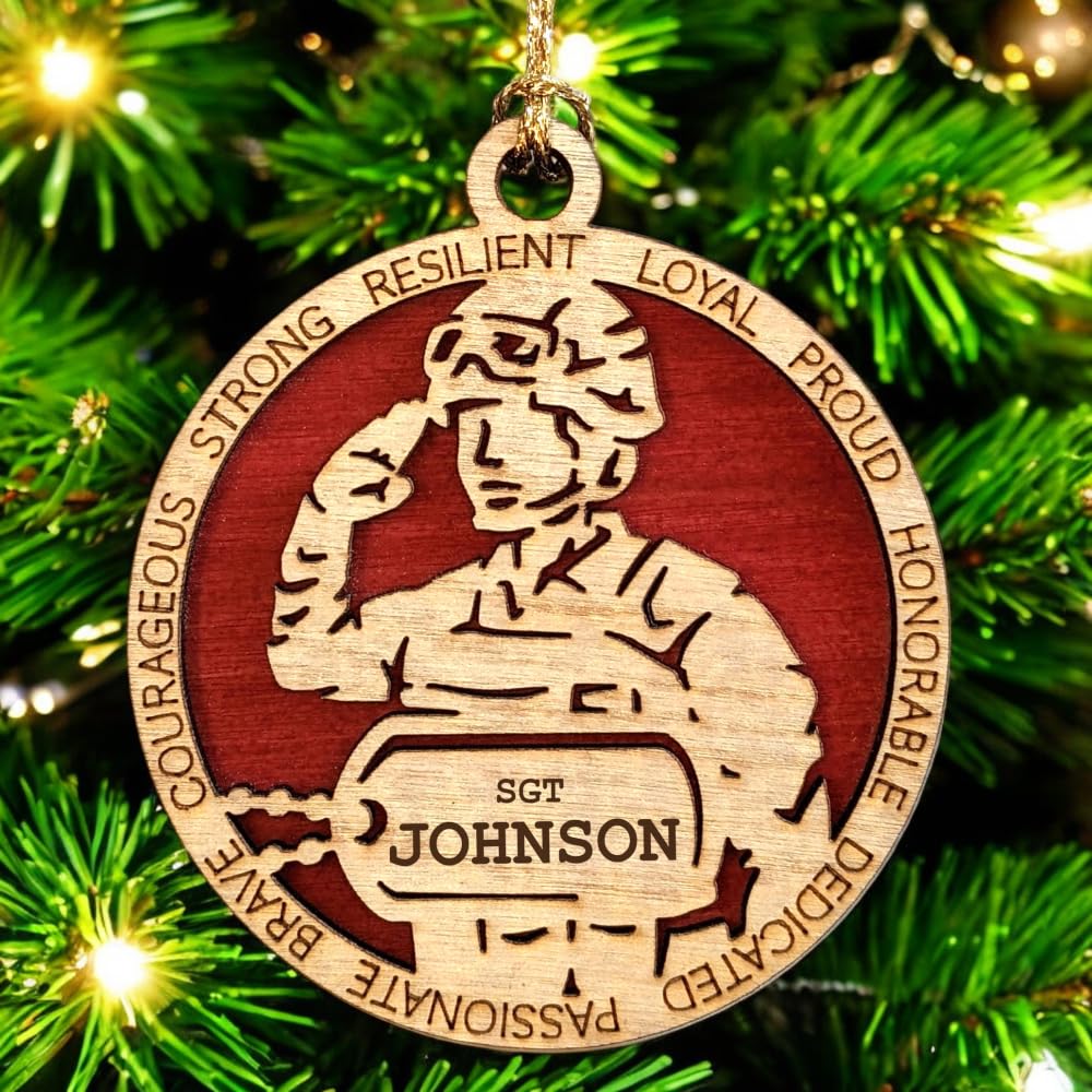 3" Marines Inspired Female Soldier Ornament, Field, Dog Tag