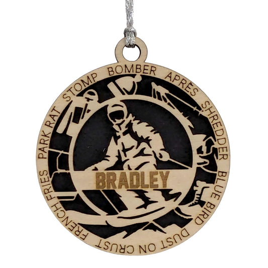 3" Custom Name Male Skier Gear Ornament