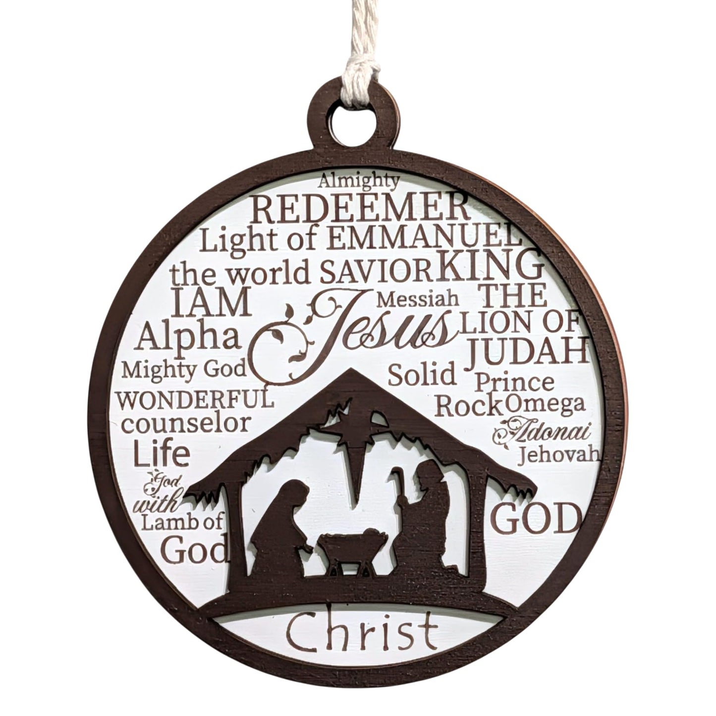 3" Nativity Manger Scene Wood Christmas Ornament