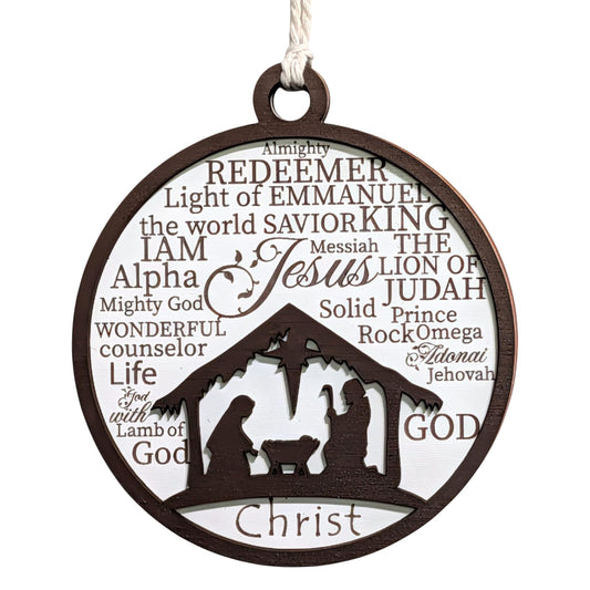 3" Nativity Manger Scene Wood Christmas Ornament