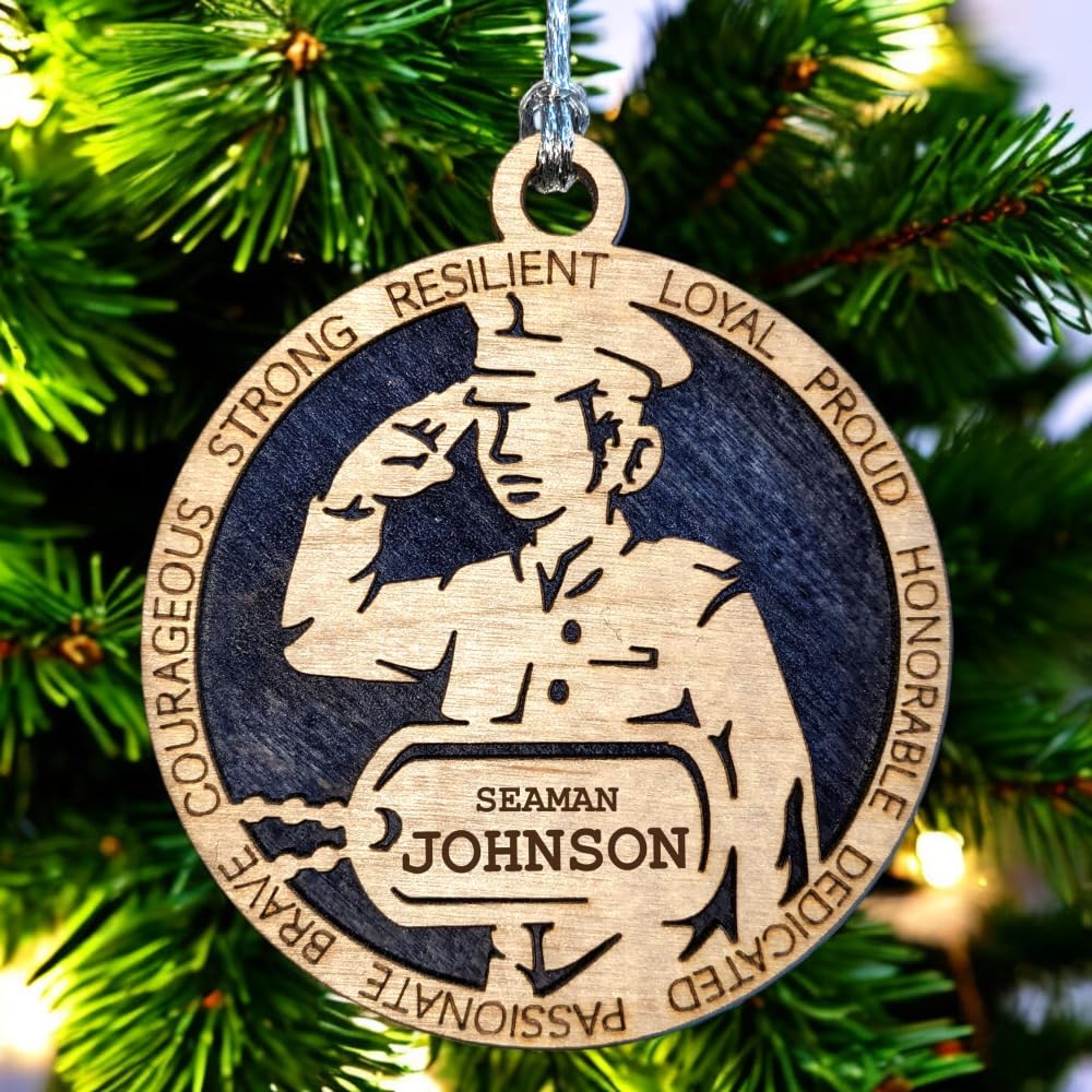 3" Navy Female Sailor Ornament, Formal Uniform, Dog Tag