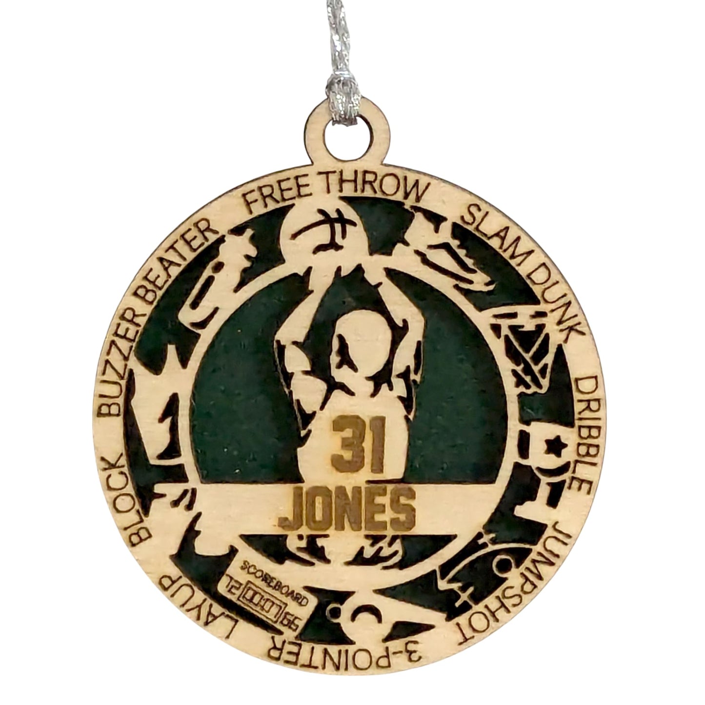 3" Custom Male Basketball Icons Wood Ornament