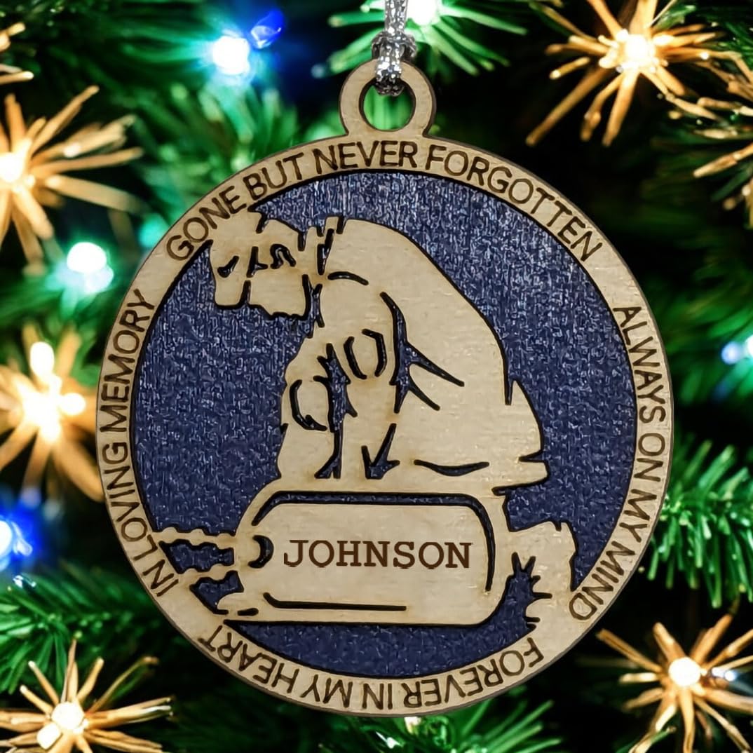 3" Kneeling Soldier Memorial Ornament, Custom Dog Tag