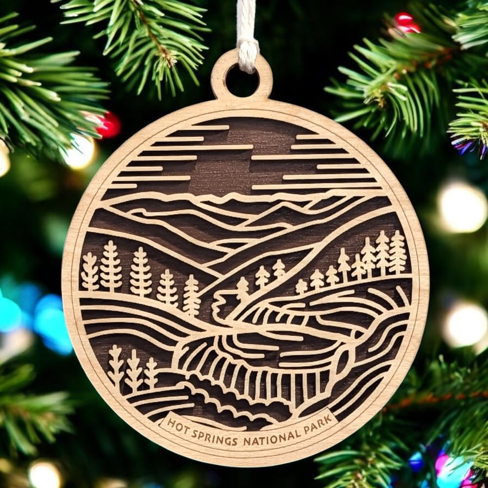 Hot Springs National Park 3.5" Wood Christmas Ornament