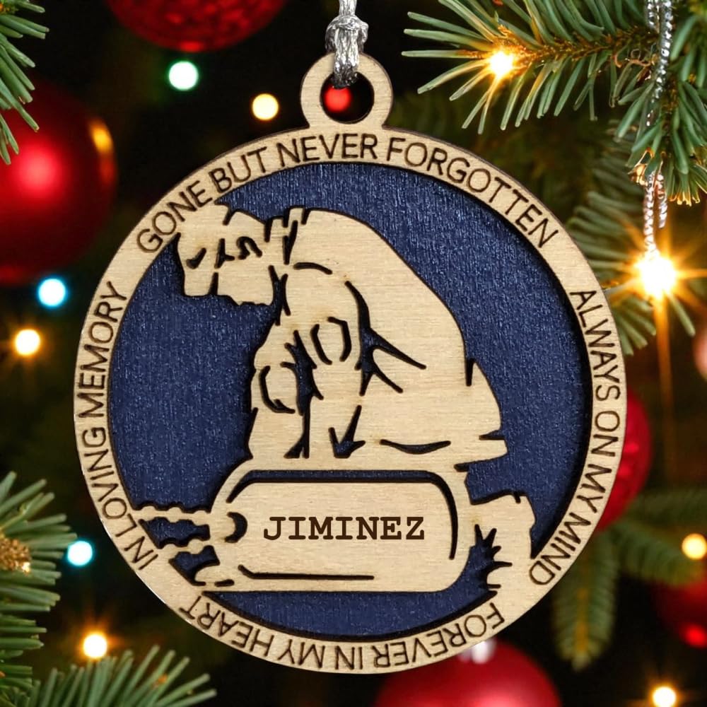 3" Coast Guard Memorial Ornament, Kneeling Soldier, Dog Tag