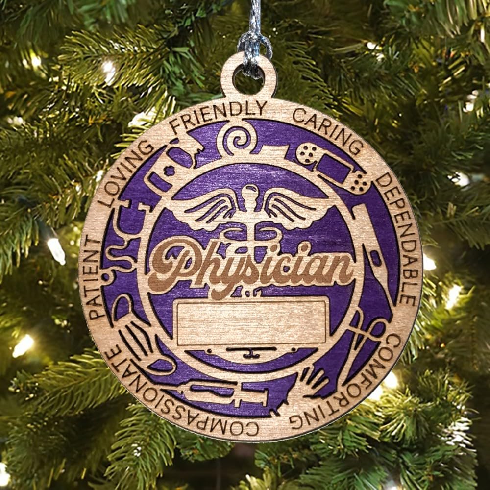 3" Personalized Physician Ornament - Bold Color