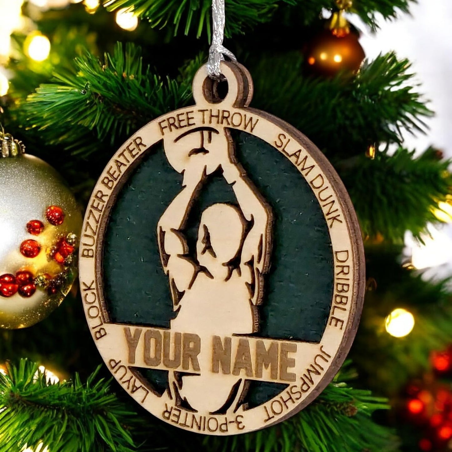 3" Custom Male Basketball Player Wood Ornament