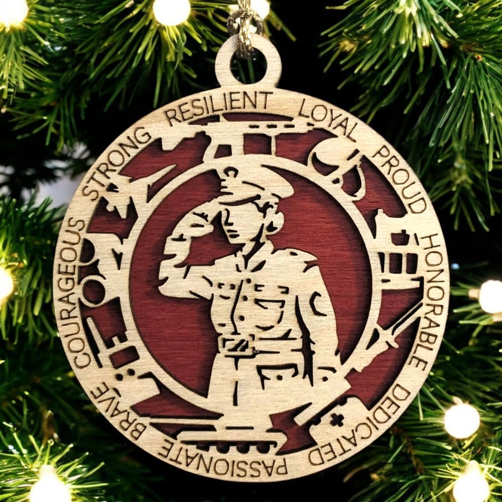3" Marines Inspired Female Soldier Ornament, Formal, Icons