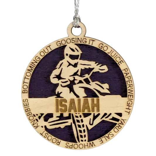 Handmade 3" Custom Name Male ATV Rider Ornament