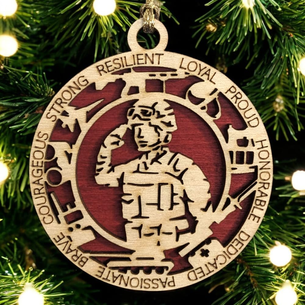3" Marines Inspired Female Soldier Ornament, Field, Icons