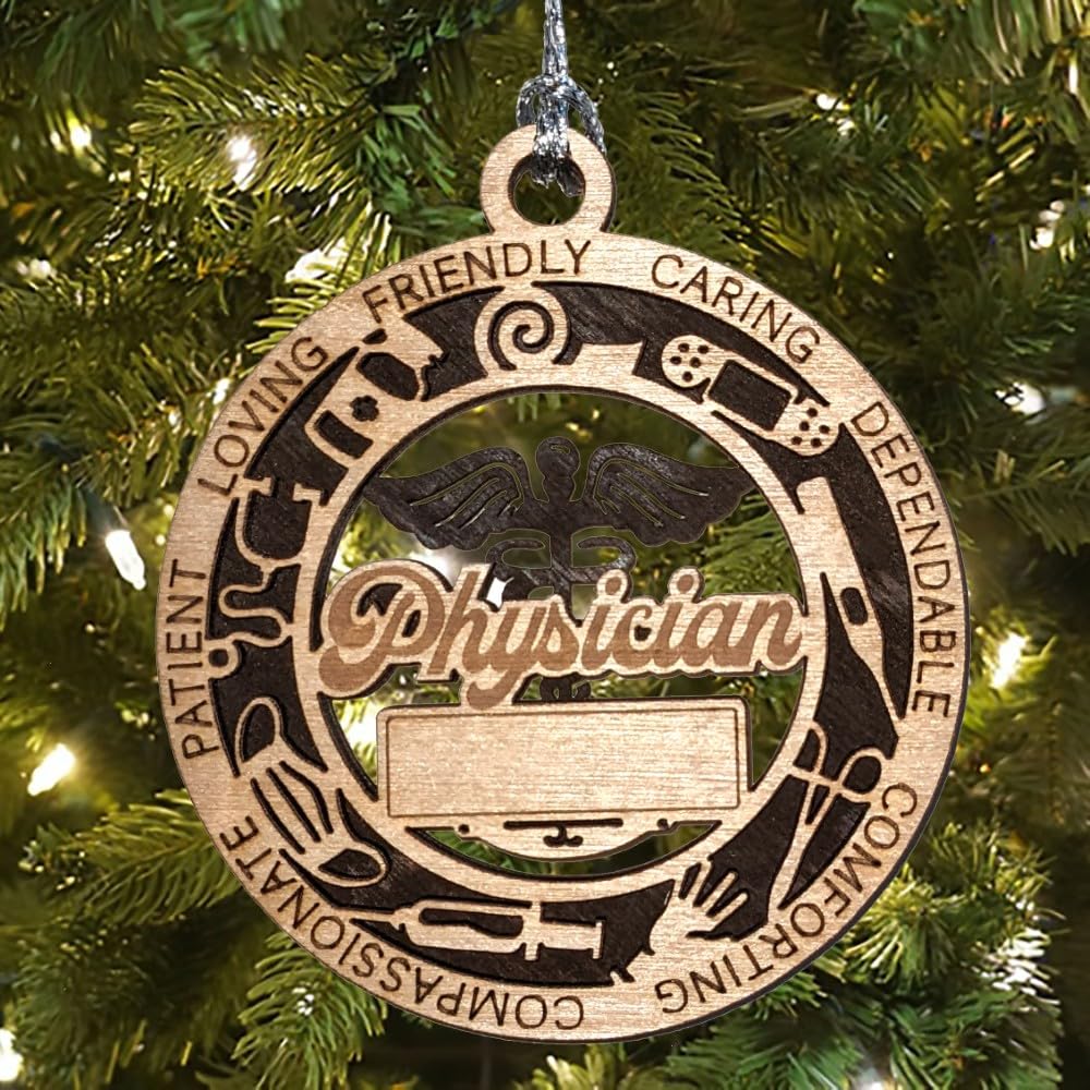 3" Personalized Physician Ornament - Wood