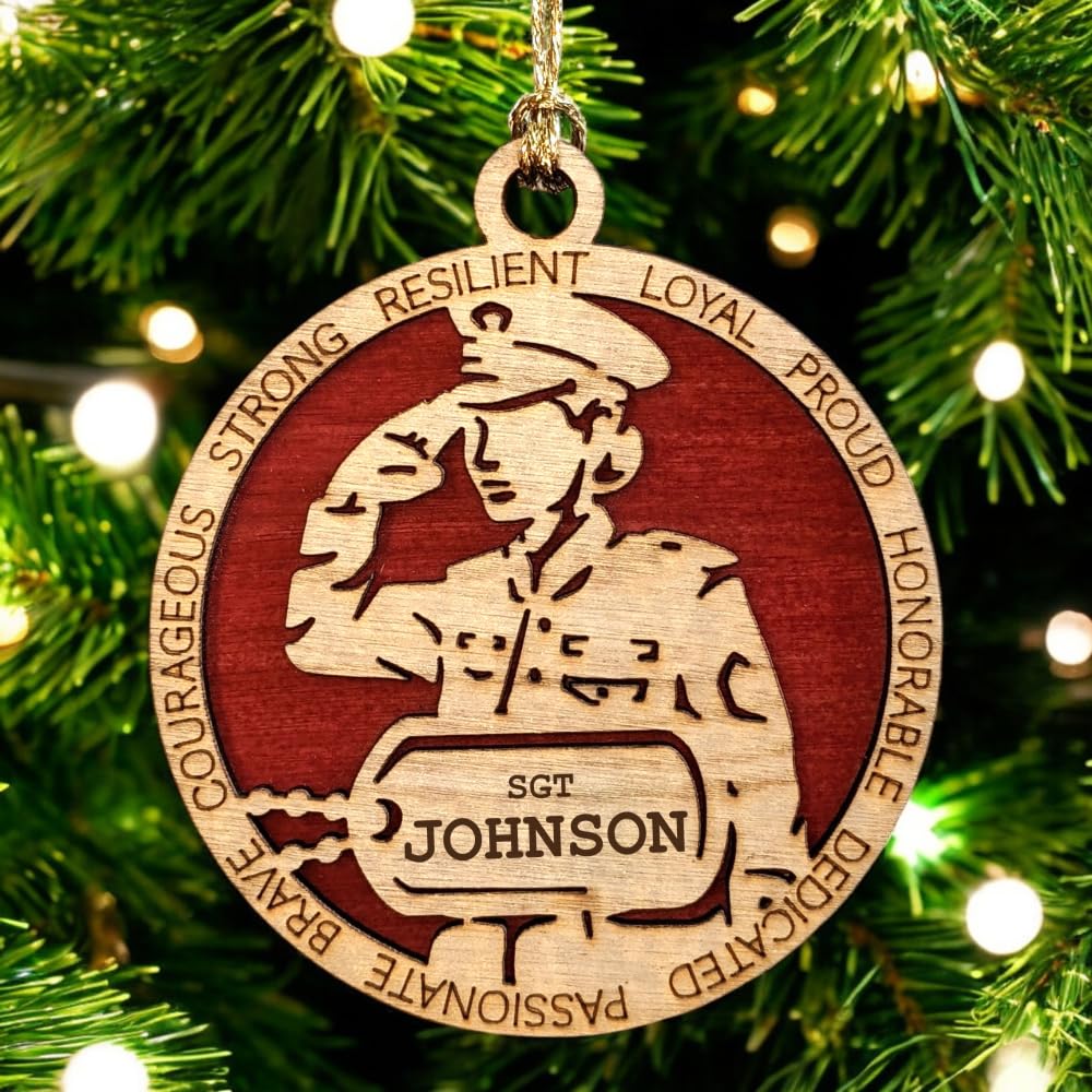 3" Marines Inspired Female Soldier Ornament, Formal, Dog Tag