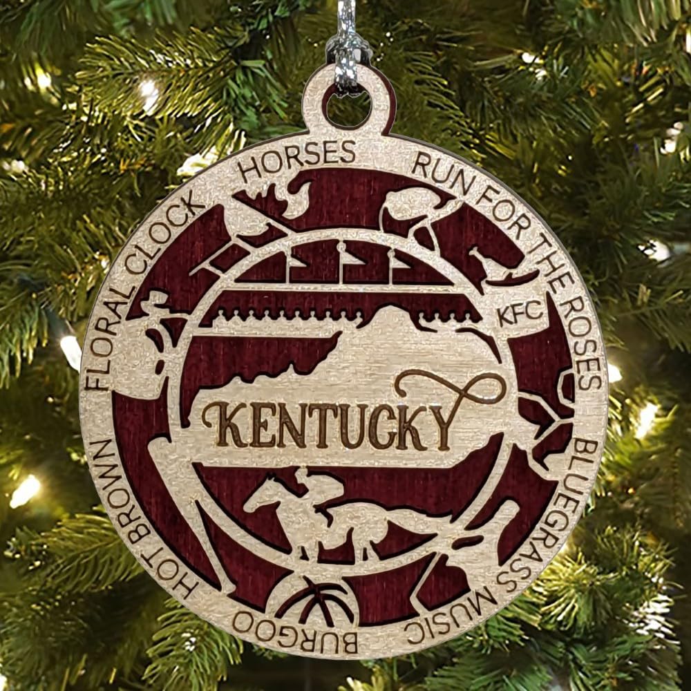 3" Kentucky State Pride Christmas Ornament, Wood