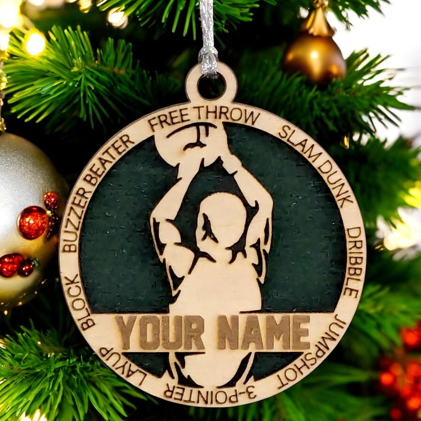 3" Custom Male Basketball Player Wood Ornament