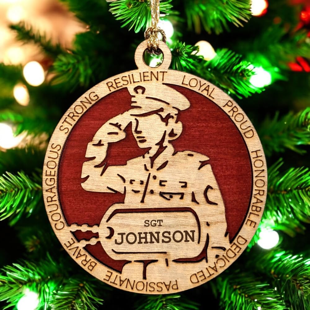 3" Marines Inspired Female Soldier Ornament, Formal, Dog Tag